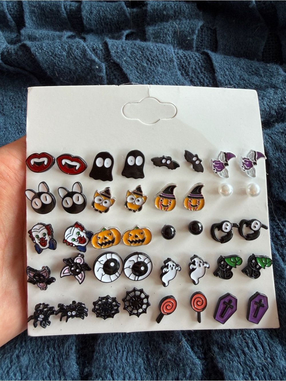 Kids Halloween Earring Set - Black, Orange, Purple, White